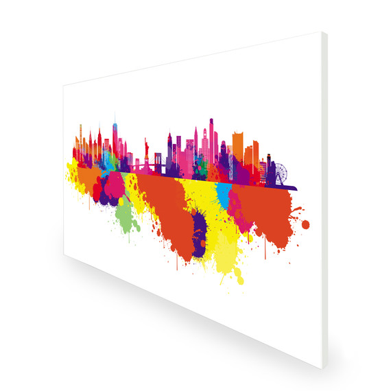 1100W New York Skyline Splash Picture Prime Infrared Heating Panel 1100 x 700 - Electric Wall Panel Heater