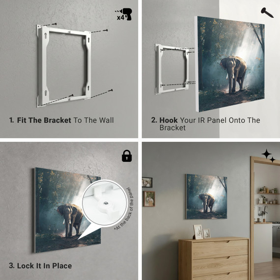 1100W Jungle Elephant Picture Prime Infrared Heating Panel 1100 x 700 - Electric Wall Panel Heater