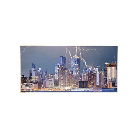 GRADE A - 700W Thunderstorm Picture Nexus Infrared Heating Panel White Frame 595 x 1195 - Electric Panel Heater