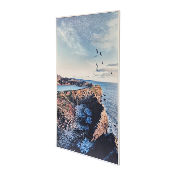 GRADE A - 700W Mystical Lagoon Image Nexus Infrared Heating Panel White Frame 595 x 1195 - Electric Panel Heater