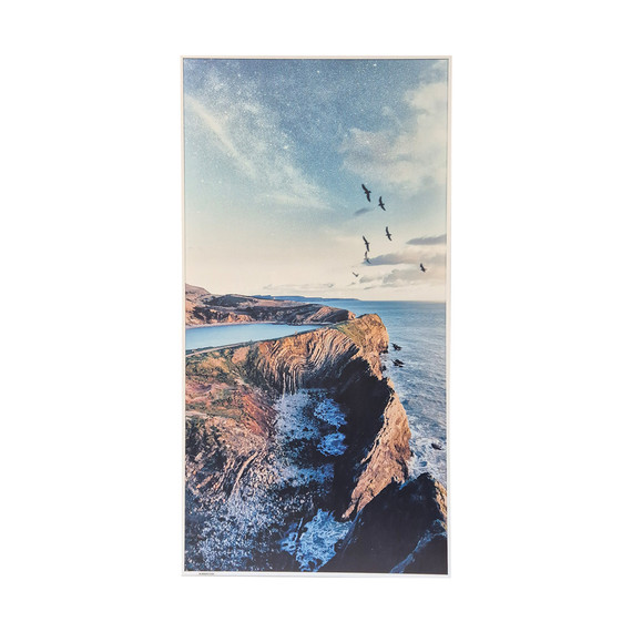 GRADE A - 700W Mystical Lagoon Image Nexus Infrared Heating Panel White Frame 595 x 1195 - Electric Panel Heater