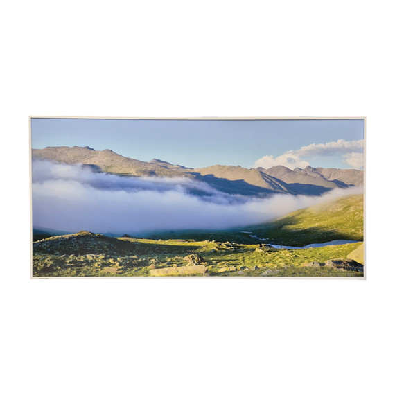 GRADE A - 700W Rolling Cloud Image Nexus Infrared Heating Panel White Frame 595 x 1195 - Electric Panel Heater