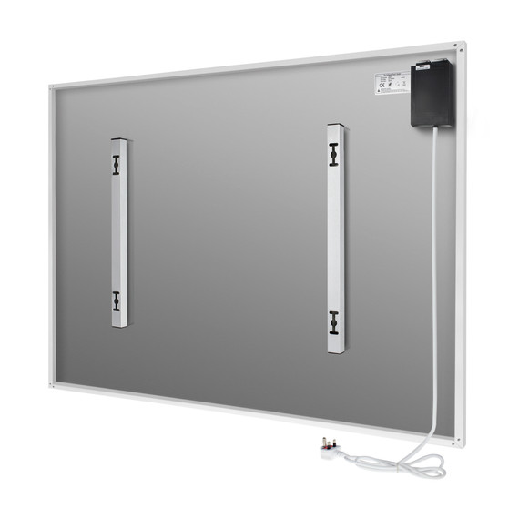 GRADE A - 900W Stormy Shore Infrared Heating Panel White Frame 795 x 1195 - Electric Panel Heater