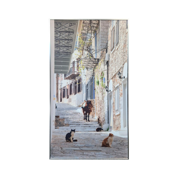GRADE A - 700W Keepers of the Cobblestone Nexus  Infrared Heating Panel White Frame 595 x 1195 - Electric Panel Heater