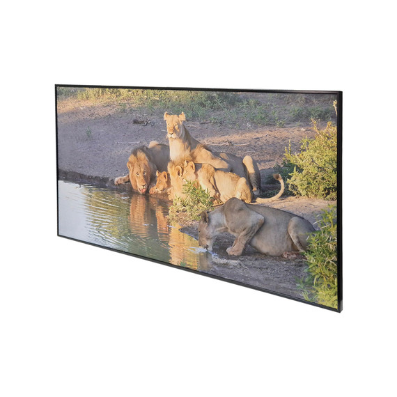 GRADE B - 700W Lion Family Picture NXT Gen Infrared Heating Panel Black Frame  595 x 1195 - Electric Panel Heater