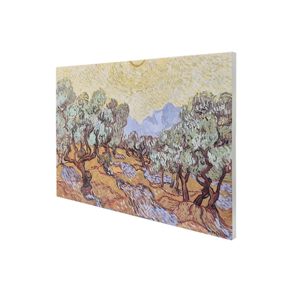 GRADE A - 700W Olive Trees with Yellow Sky and Sun Picture Prime Infrared Heating Panel With Remote 900 x 600 - Electric Wall Panel Heater