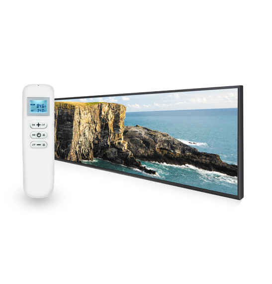 BRAND NEW - 350W UltraSlim Nexus Edge of the Land Picture Infrared Heating Panel - Electric Panel Heater Black Frame