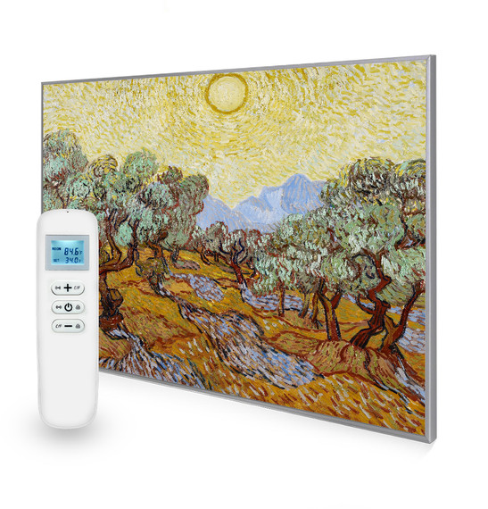 995x1195 Olive Trees with Yellow Sky and Sun Picture Nexus Wi-Fi Infrared Heating Panel 1200W - Electric Wall Panel Heater