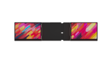 Monduo 14 Inch Pro Duo tri-screen monitor fully extended, displaying a vibrant wallpaper on its dual edge-to-edge glass screens to showcase the 2K resolution.