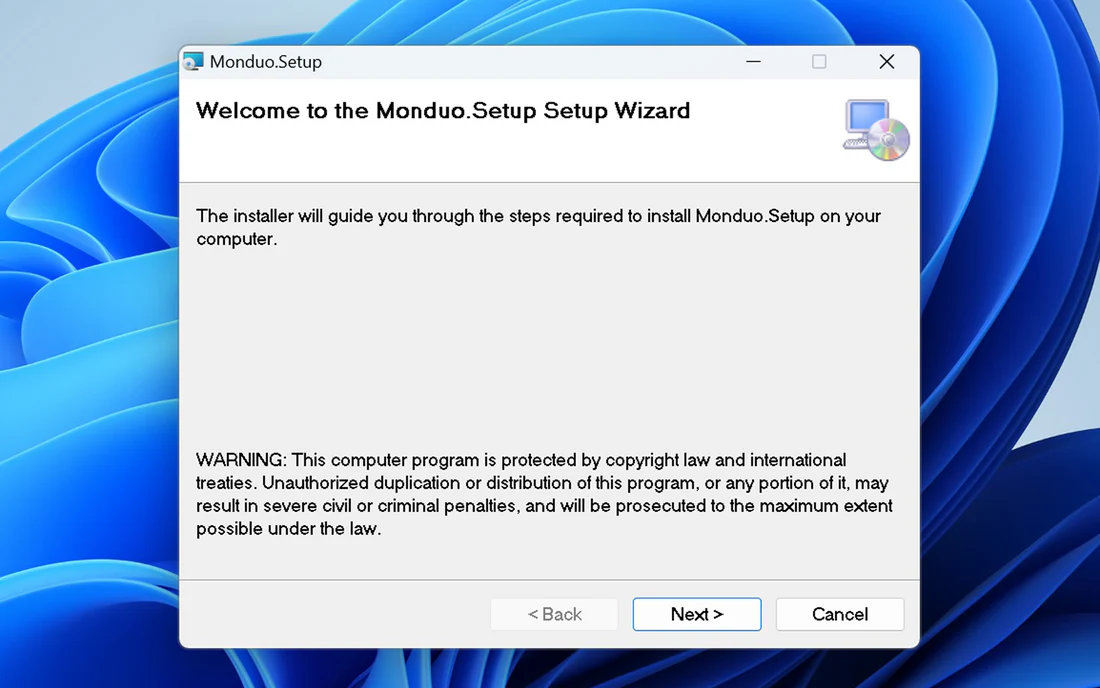 Windows installation wizard for the Monduo app.