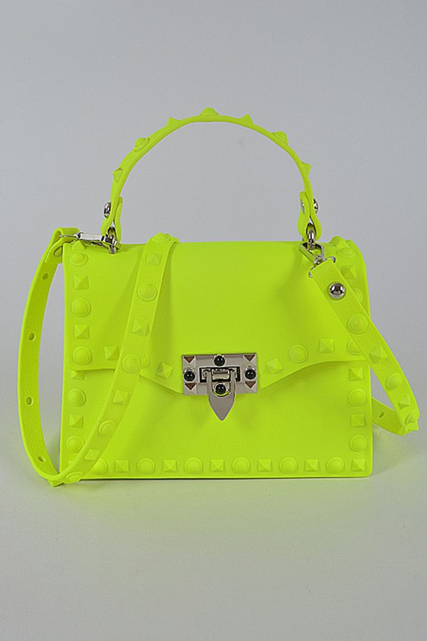 Balenciaga Women Le Cagole Mini Purse With Chain in Neon Yellow Arena  Lambskin