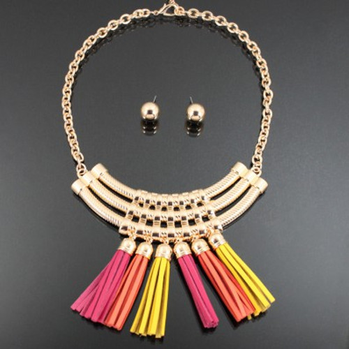 COLOR TASSEL NECKLACE Yellow Mix