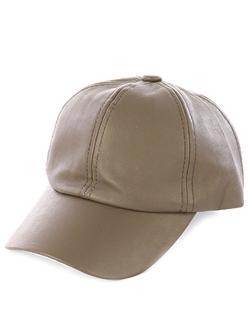 Faux Leather Cap Taupe