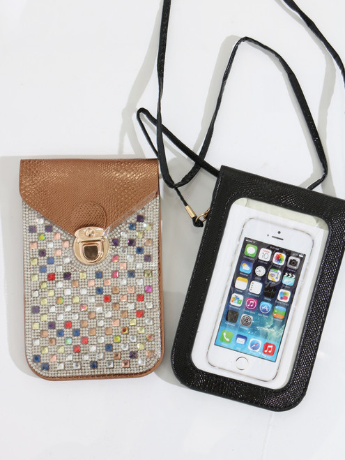 BLING PHONE USE CROSSBODY Bronze