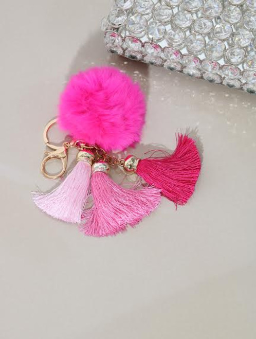 PINKS POM CHARM KEYCHAIN