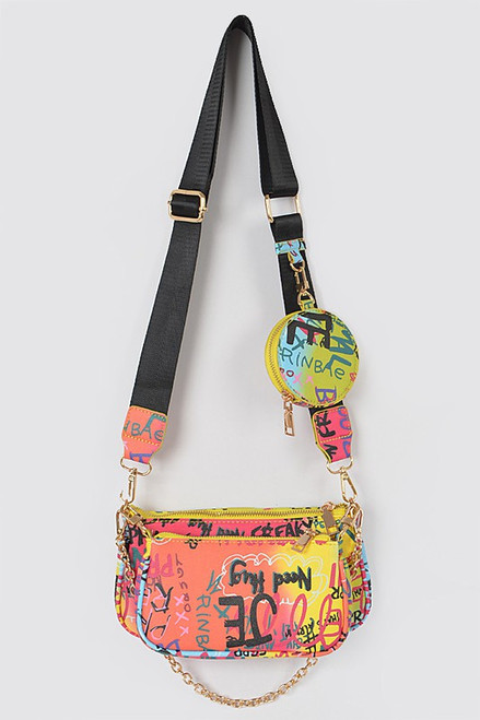 Triple Glam Graffiti Cross Body Multi