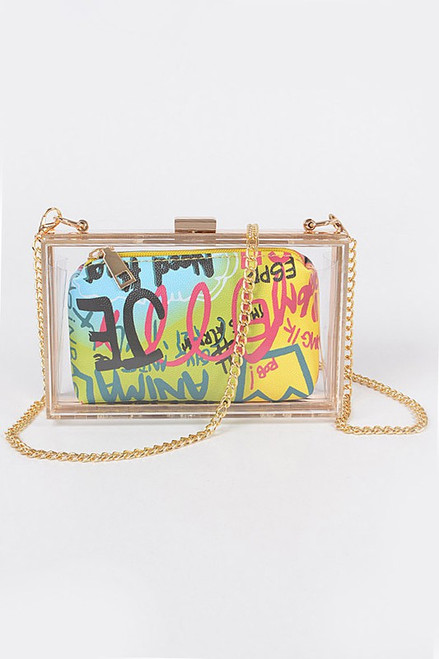 Clear Graffiti Case Purse Multi