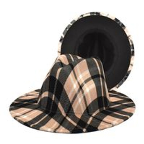 Beige Plaid Fedora