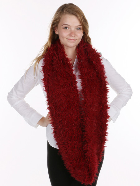 BURGUNDY SOFT FURRY INFINITY SCARF