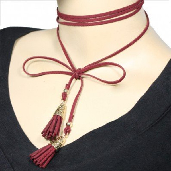 ROPE TASSEL CHOKER WINE