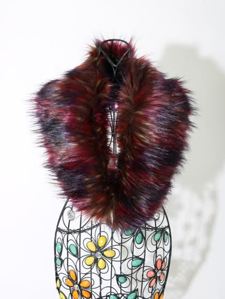   FAUX FUR COLLAR SHAWL Multi