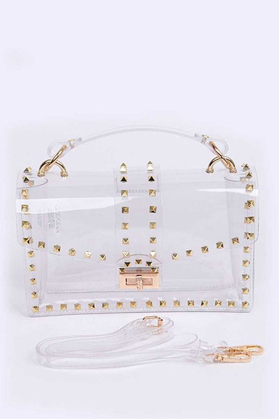 STUDDED CLEAR BAG Gold