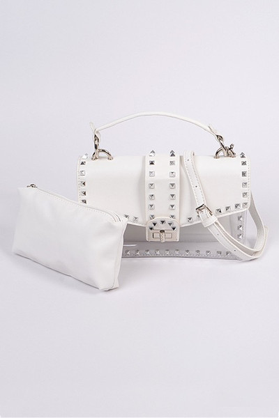  STUDDED CLEAR BAG White