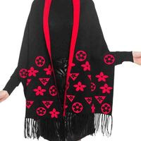 Gorge Shawl Poncho Black Red