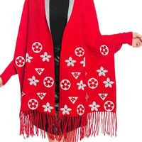 Gorge Shawl Poncho Red Grey