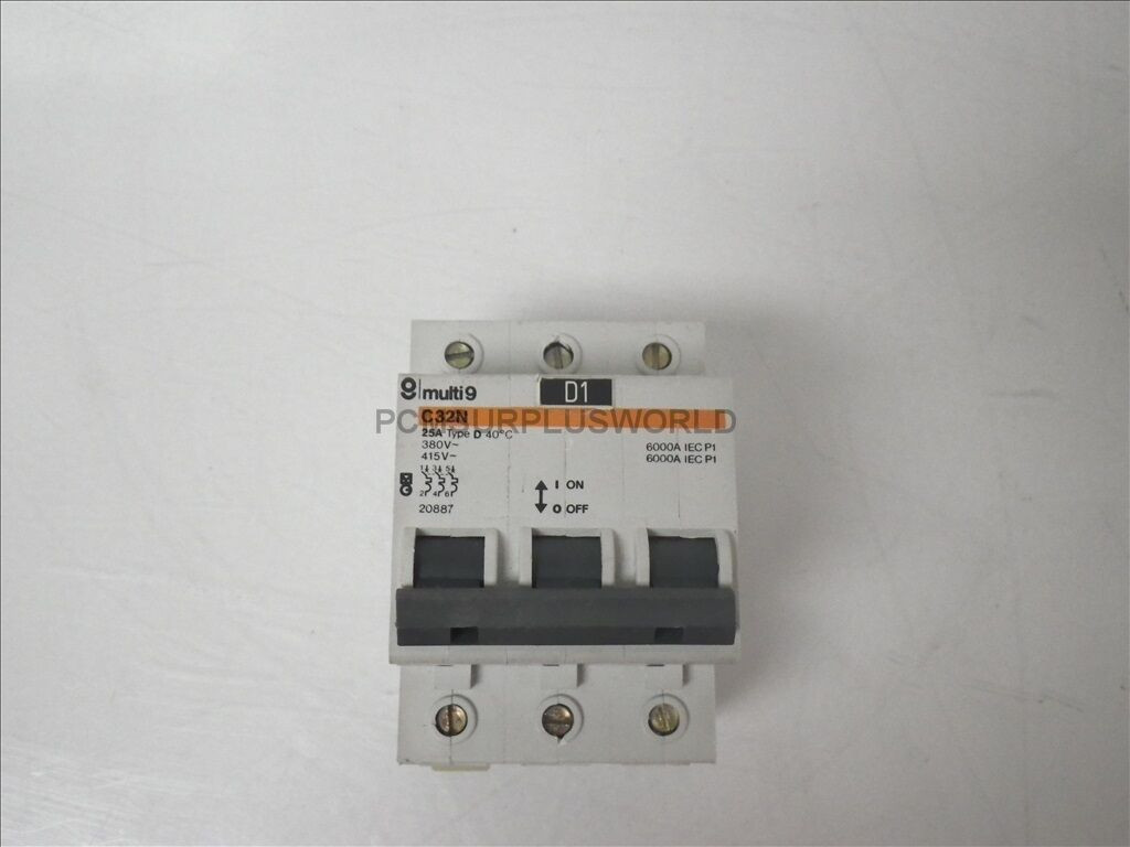 C32N 25A Type D Multi 9 Merlin Gerin Circuit Breaker 3 Pole (Used