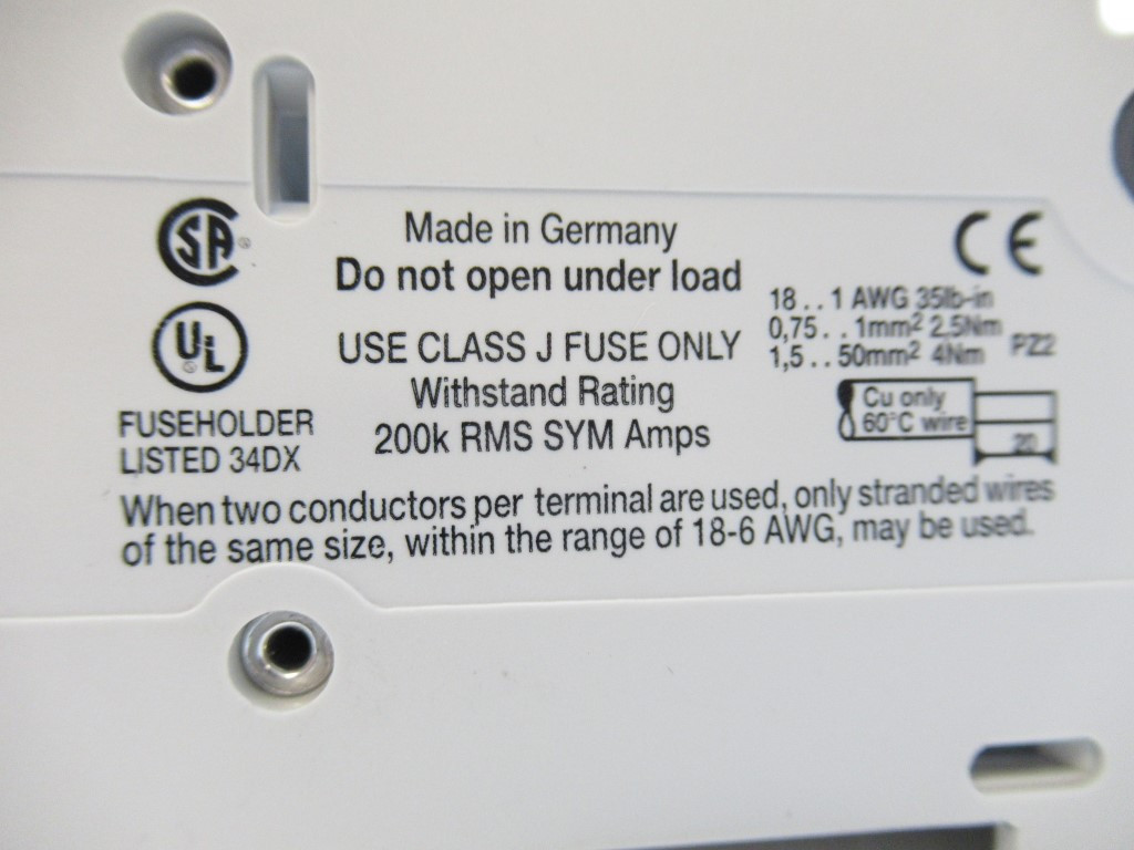 Wohner AJC 30 Fuse Holder 30 Amps 3Pole 600V Class J PCM SURPLUS WORLD