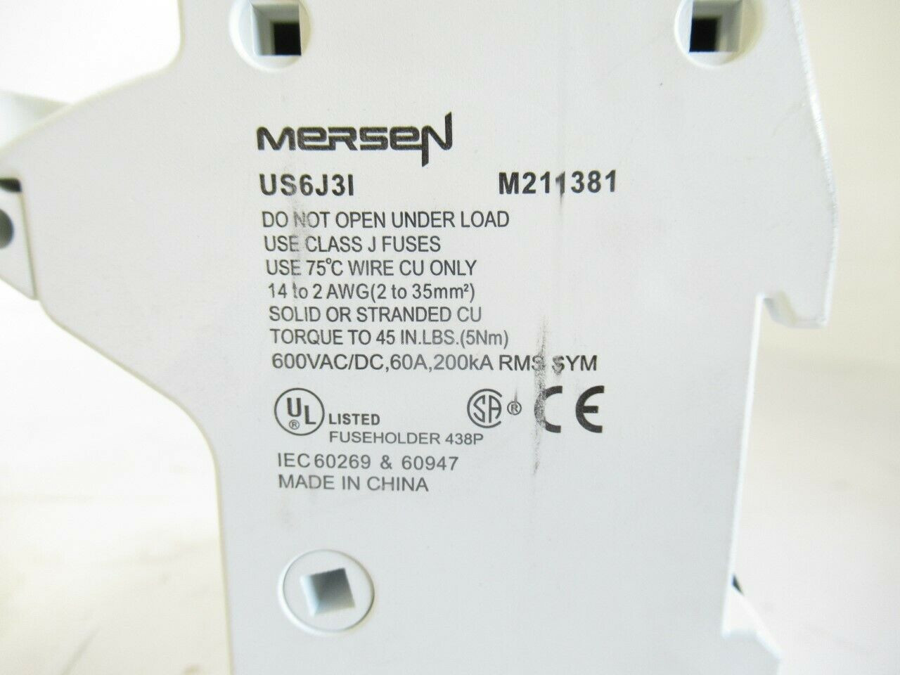 US6J3I M211381 Mersen Fuse Holder Class J, 3 Poles, Finger Safe (USED