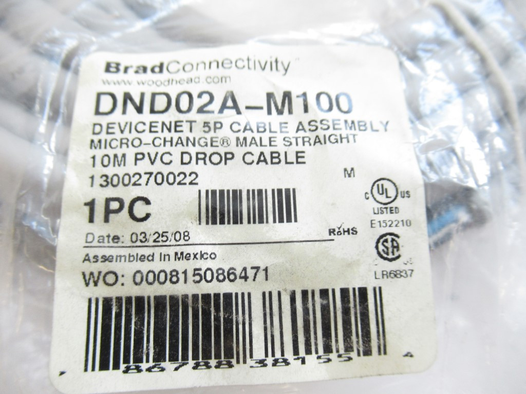 Devicenet Cable Assembly Dndo24-m100 Devicenet BRAD 5p Cable Assembly Micro-change Male 10m ...