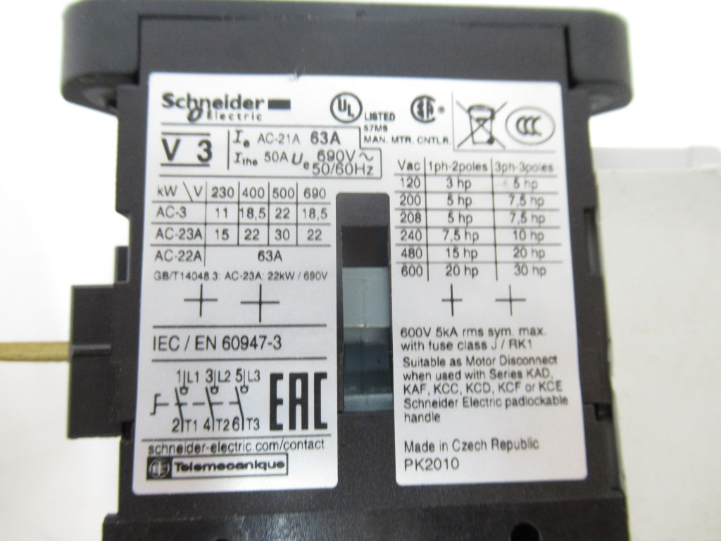 AC-21A/ IEC/EN 60947-3 V 02 SCHNEIDER ELECTRIC DISCONNECT SWITCH - PCM ...