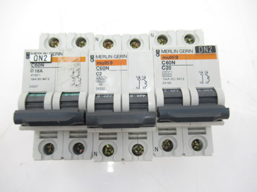 C60N D16A / C2 / C20 Merlin Gerin circuit breaker 2 pole Lot Of 3pcs