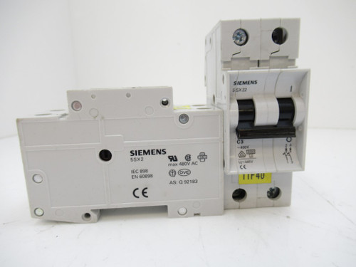 5SX22 C3 Siemens Circuit Breaker 2 Pole Lot Of 2pcs