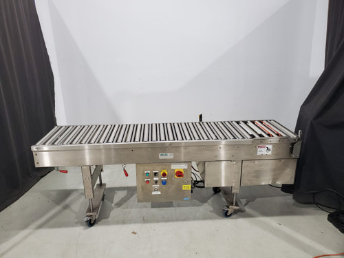 Trio-Pac bi-directional motorized roller conveyor for case, 90in long x 20in wide