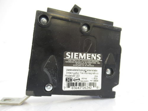 Siemens B120 Circuit Breaker Single Pole Bolt-On 20 Amps