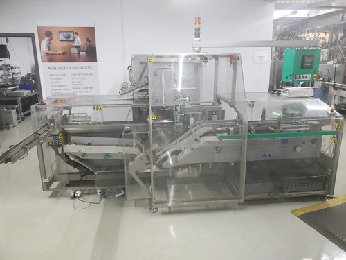 Marchesini horizontal cartoner model MA155 with Guk leaflet feeder