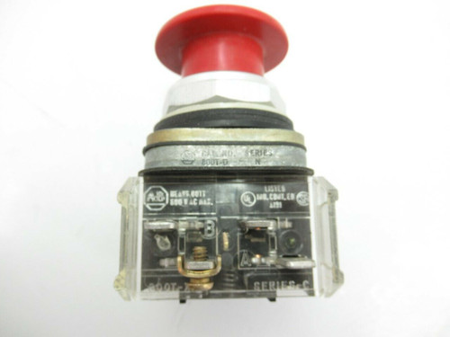 800T-D Allen Bradley Red Mushroom Head PushButton with 2x 800t-XA