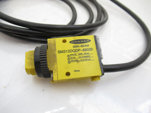 Banner SM312DQDP-68020 Mini-Beam Diffuse Sensor, 6 Feet Long Cable