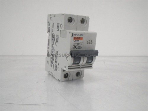C60N 3A TYPE C Merlin Gerin multi9 circuit breaker 2 Pole 480V (Used and Tested)