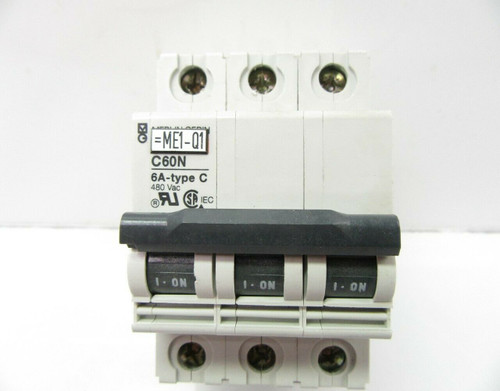 C60N , MERLIN GERIN , BREAKER 6A-TYPE C 480 Vac. (used tested)