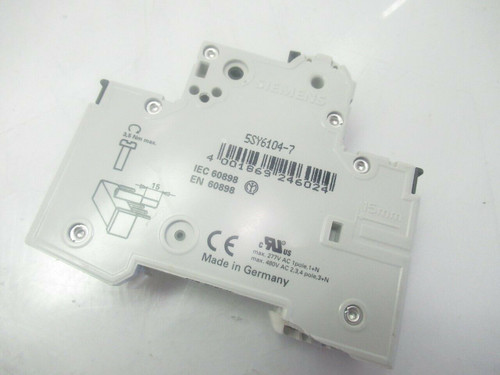Siemens 5SY6104-7 Miniature Circuit Breaker, 230/400V AC