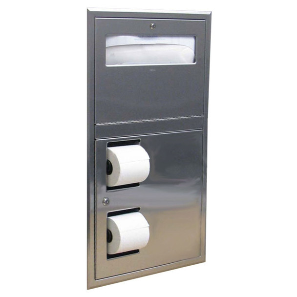 Bobrick B-34745 ClassicSeries® Recessed Seat-Cover Dispenser and Toilet Tissue Dispenser