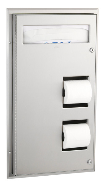Bobrick B-347 ClassicSeries® Partition Mounted Seat-Cover Dispenser and Toilet Tissue Dispenser