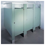 Plastic laminate restroom partitions