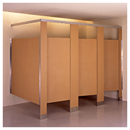 Reinforced composite restroom partitions.