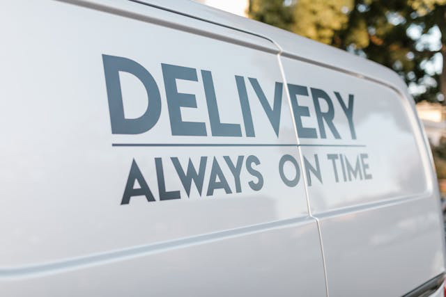 White delivery van.