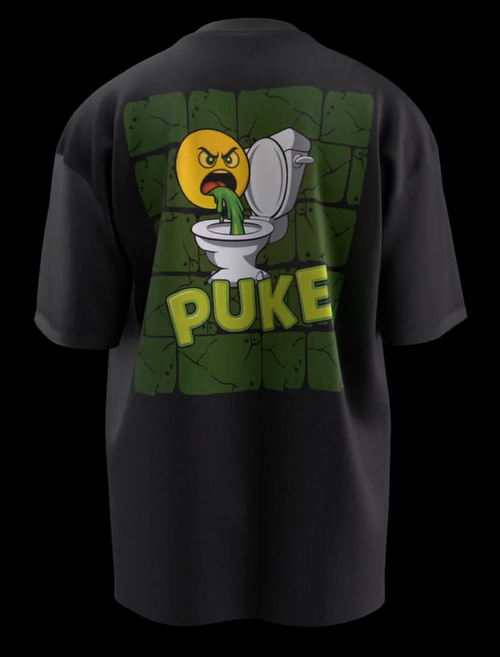 PUKE – Just Spew It Graphic T-Shirt – Premium Black Cotton Tee